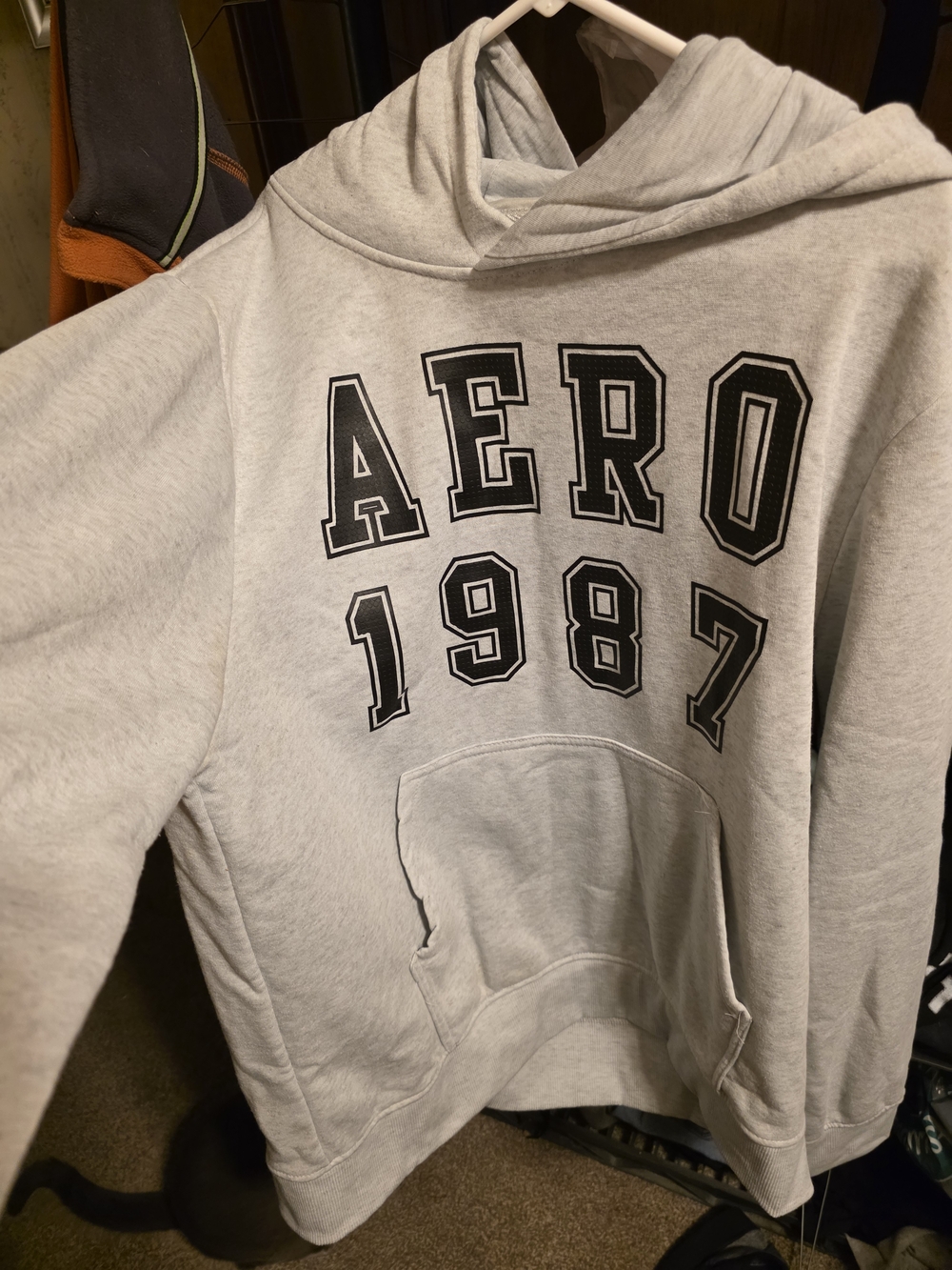 Aeropostale 1987 Hoodie in Light Gray with Black Lettering